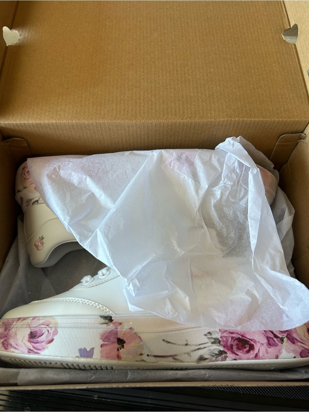 Skechers White Platform Sneakers with Pink Floral Accent - Picture 4 of 5
